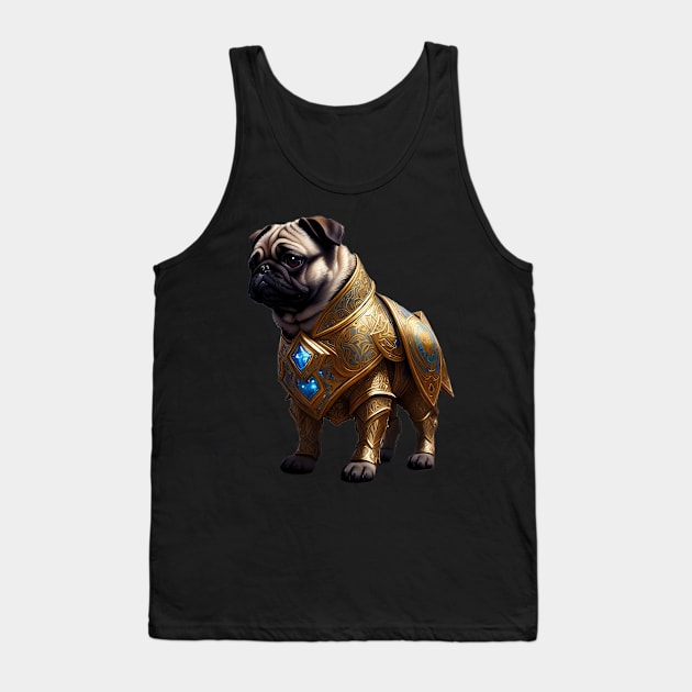 Mighty Pug in Heavy Mythical Armor with Power Source Tank Top by fur-niche